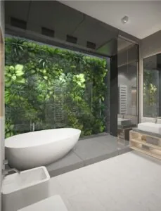 Modern remodeled bathroom with new tiling