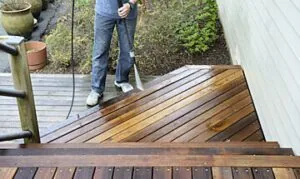 Deck before and after deep cleaning